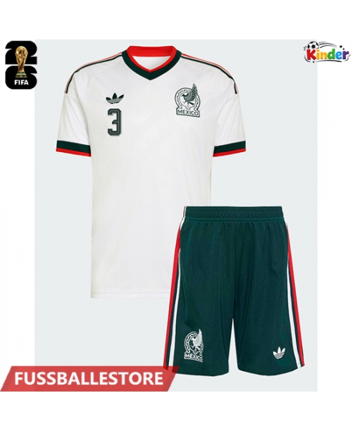 Günstige Mexiko Cesar Montes #3 Auswärts Trikotsatzt Kinder WM 2026 Kurzarm (+ Kurze Hosen)